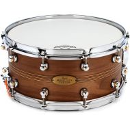 Pearl Music City Custom Solid Walnut Snare Drum 6.5 x 14- Natural with Boxwood-Rosewood TriBand Inlay