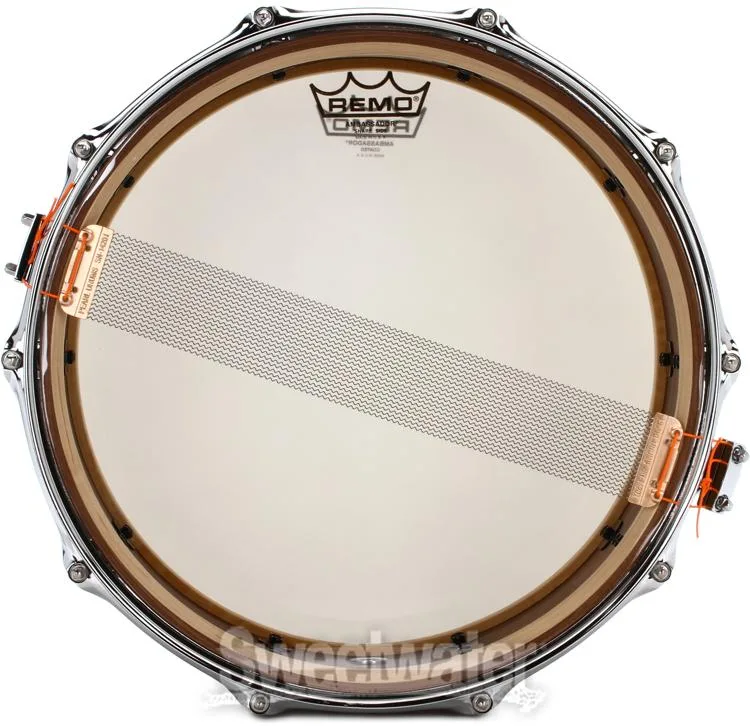  Pearl Music City Custom Solid Walnut Snare Drum 6.5 x 14- Natural with Boxwood-Rosewood TriBand Inlay
