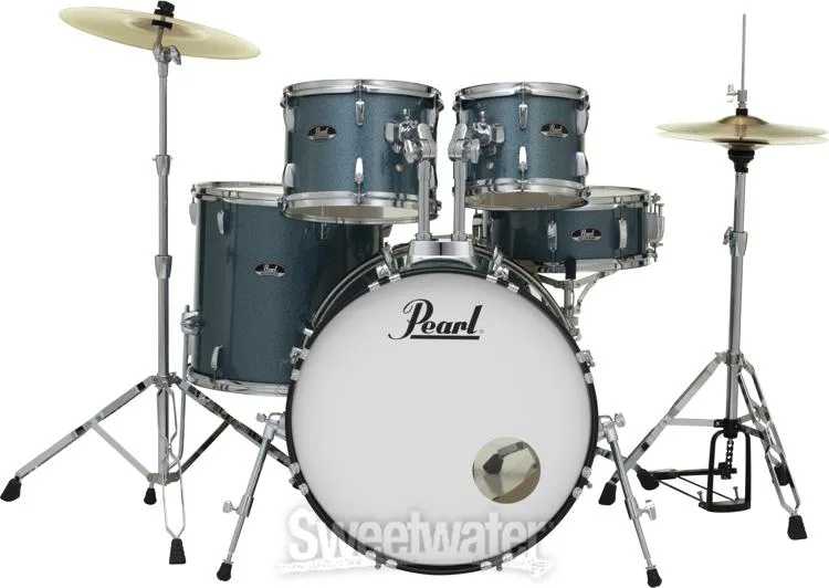  Pearl Roadshow RS525SC/C 5-piece Complete Drum Set with Cymbals - Aqua Blue Glitter