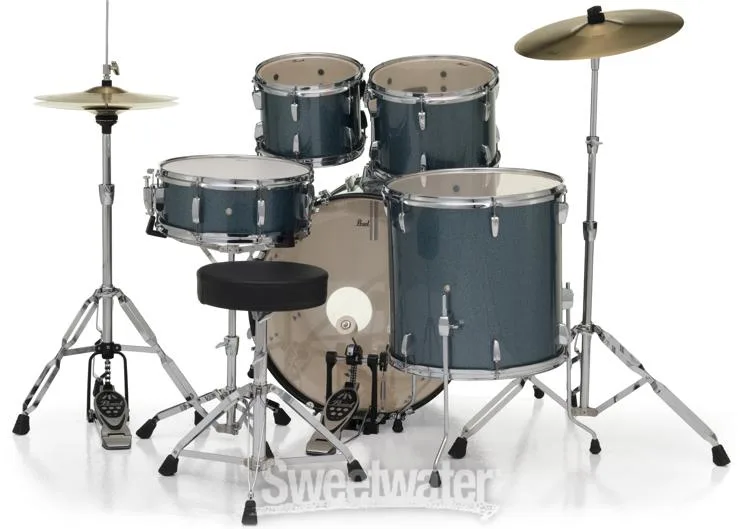  Pearl Roadshow RS525SC/C 5-piece Complete Drum Set with Cymbals - Aqua Blue Glitter