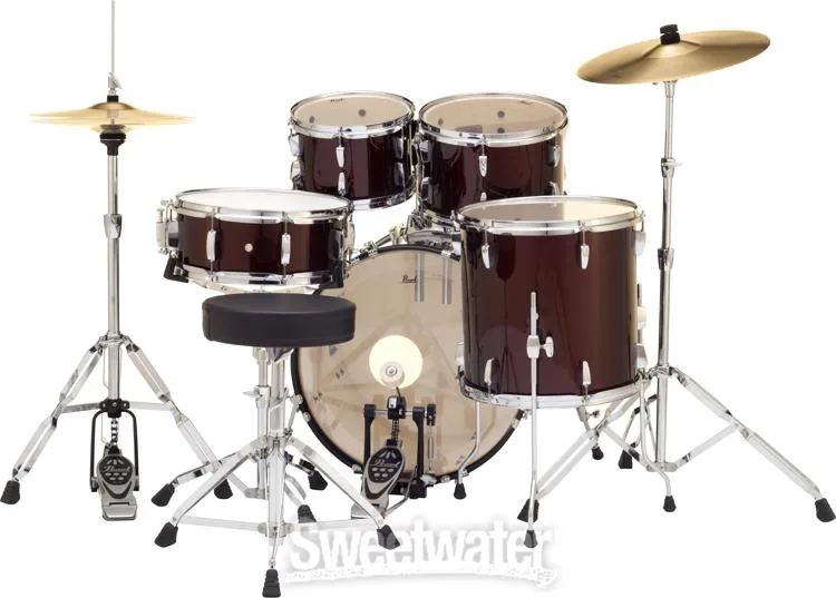  Pearl Roadshow RS505C/C 5-Piece Complete Drum Set with Cymbals - Wine Red