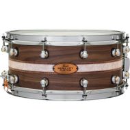 Pearl Music City Custom Solid Walnut Snare Drum - 6.5 x 14-inch - Natural with Kingwood Royal Inlay