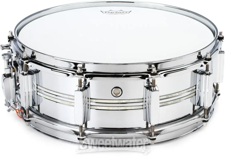  Pearl DuoLuxe Chrome over Brass Snare Drum - 5 x 14-inch - Nicotine White Marine Pearl Inlay