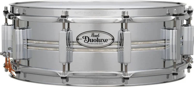  Pearl DuoLuxe Chrome over Brass Snare Drum - 5 x 14-inch - Nicotine White Marine Pearl Inlay