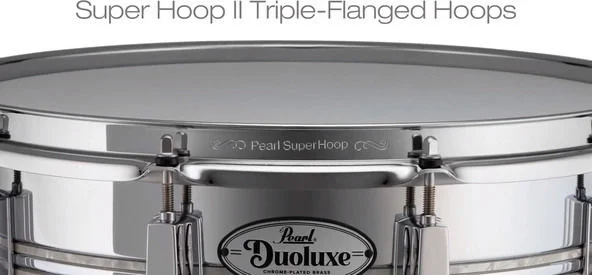  Pearl DuoLuxe Chrome over Brass Snare Drum - 5 x 14-inch - Nicotine White Marine Pearl Inlay