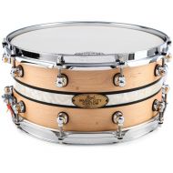 Pearl Music City Custom Solid Maple Snare Drum - 6.5 x 14-inch - Natural with DuoBand Ebony Marine Pearl Inlay