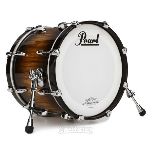  Pearl Masterworks Studio Exotic 9-piece Shell Pack with Snare Drum - Black to Natural Burst over Cameroon Black Limba