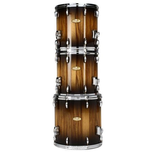  Pearl Masterworks Studio Exotic 9-piece Shell Pack with Snare Drum - Black to Natural Burst over Cameroon Black Limba