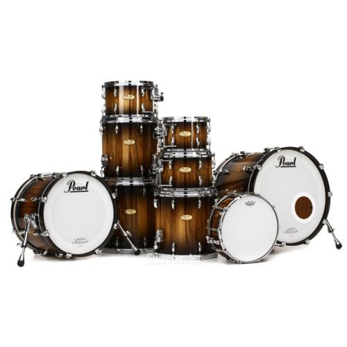  Pearl Masterworks Studio Exotic 9-piece Shell Pack with Snare Drum - Black to Natural Burst over Cameroon Black Limba