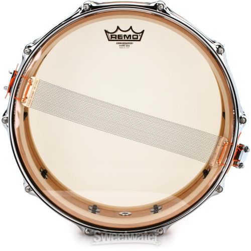  Pearl Music City Custom Solid Cherry Snare Drum - 5 x 14-inch - Natural with Nicotine Marine Pearl Inlay