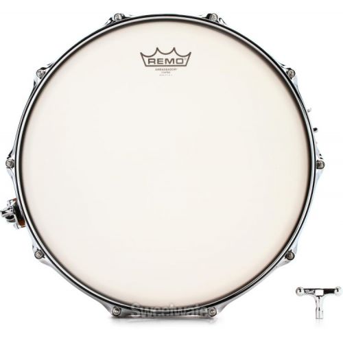  Pearl Music City Custom Solid Cherry Snare Drum - 5 x 14-inch - Natural with Nicotine Marine Pearl Inlay