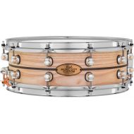 Pearl Music City Custom Solid Ash Snare Drum - 5 x 14-inch - Natural with Ebony Inlay