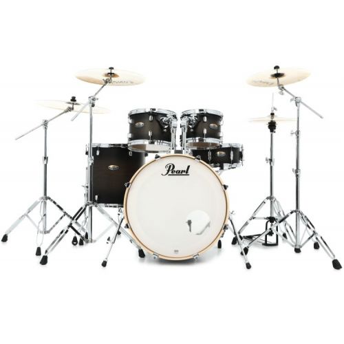  Pearl Decade Maple DMP925SP/C 5-piece Shell Pack with Snare Drum and Hardware Bundle- Satin Black Burst
