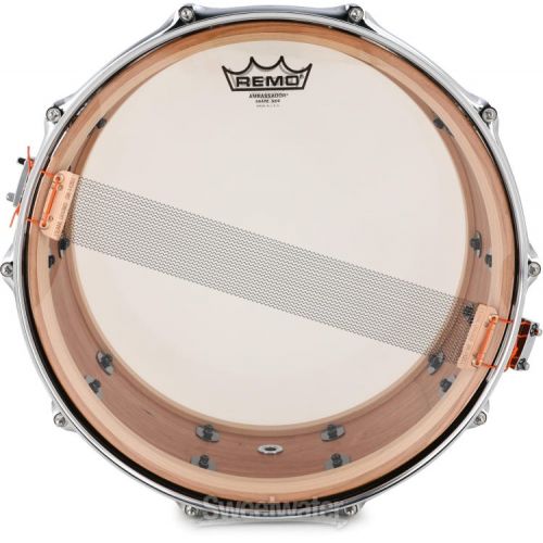  Pearl Music City Custom Solid Cherry Snare Drum - 6.5 x 14-inch - Natural with DuoBand Ebony Marine Inlay