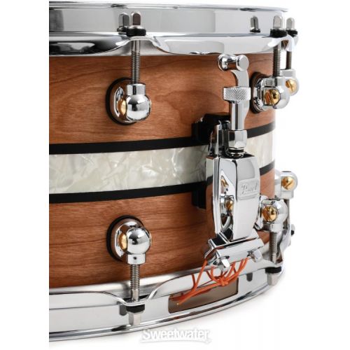  Pearl Music City Custom Solid Cherry Snare Drum - 6.5 x 14-inch - Natural with DuoBand Ebony Marine Inlay