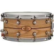Pearl Music City Custom Solid Ash Snare Drum - 6.5 x 14-inch - Natural with Kingwood Center Inlay