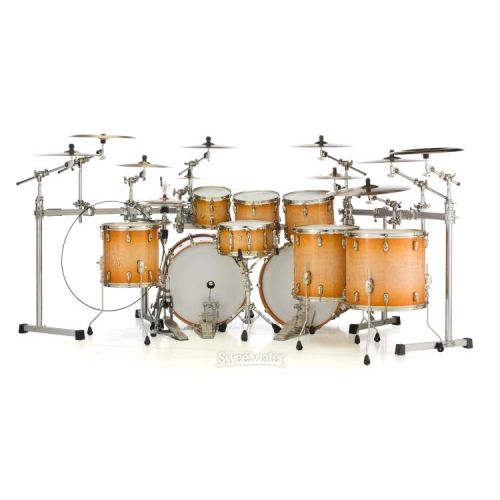  Pearl Masterworks Stadium Exotic 9-piece Shell Pack with Snare Drum - Sunburst over Flame Maple