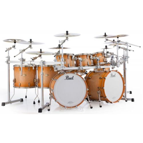  Pearl Masterworks Stadium Exotic 9-piece Shell Pack with Snare Drum - Sunburst over Flame Maple