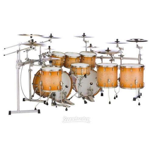  Pearl Masterworks Stadium Exotic 9-piece Shell Pack with Snare Drum - Sunburst over Flame Maple