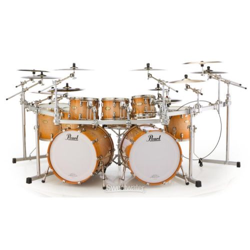  Pearl Masterworks Stadium Exotic 9-piece Shell Pack with Snare Drum - Sunburst over Flame Maple