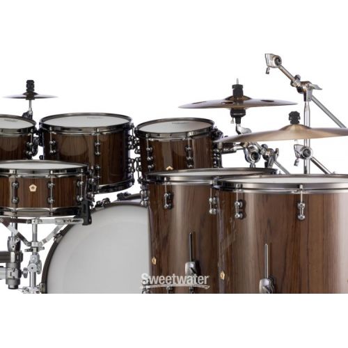  Pearl Masterworks Urban Exotic 9-piece Shell Pack with Snare Drums - Brown Lacquer over Zebrawood