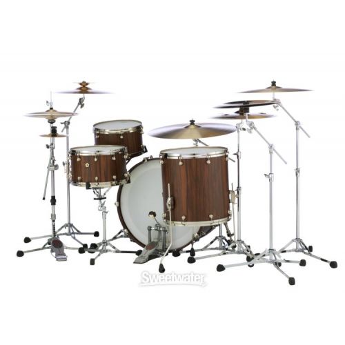  Pearl Masterworks Modern Dry Exotic 4-piece Shell Pack with Snare Drum - Satin Brown Lacquer over Cameroon Black Limba