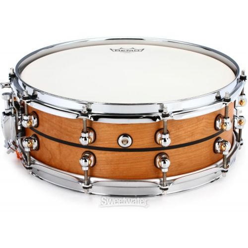  Pearl Music City Custom Solid Cherry Snare Drum - 5 x 14-inch - Natural with Ebony Inlay