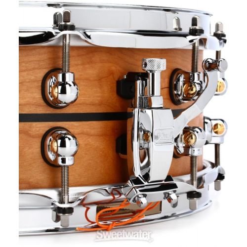  Pearl Music City Custom Solid Cherry Snare Drum - 5 x 14-inch - Natural with Ebony Inlay