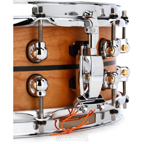  Pearl Music City Custom Solid Cherry Snare Drum - 5 x 14-inch - Natural with Ebony Inlay