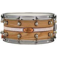 Pearl Music City Custom Solid Ash Snare Drum - 6.5 x 14-inch - Natural with Kingwood Royal Inlay