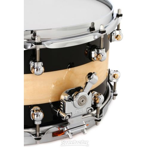  Pearl Masterworks Birch Snare Drum - 6.5 x 14-inch - Piano Black with Natural Stripe