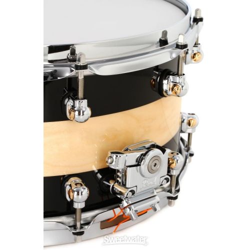  Pearl Masterworks Birch Snare Drum - 6.5 x 14-inch - Piano Black with Natural Stripe