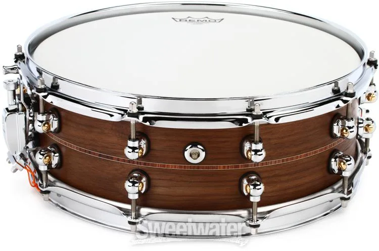  Pearl Music City Custom Solid Walnut Snare Drum - 5 x 14-inch - Kingwood Center Inlay