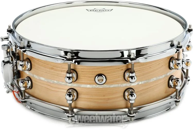  Pearl Music City Custom Solid Maple Snare Drum - 5 x 14-inch - Natural with Nicotine Marine Inlay