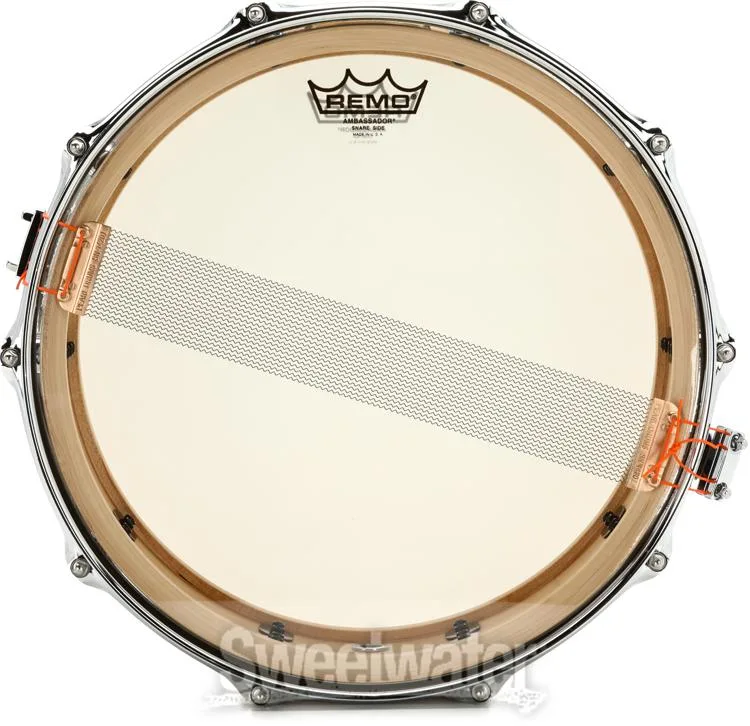  Pearl Music City Custom Solid Maple Snare Drum - 5 x 14-inch - Natural with Nicotine Marine Inlay