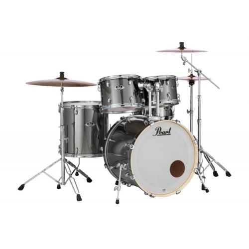  Pearl Export EXX728DB/C 8-piece Double Bass Drum Set with Snare Drum - Smokey Chrome