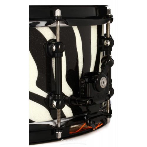  Pearl Masterworks Urban Snare Drum - 6.5 inch x 14 inch, Zebra Print over White Sparkle