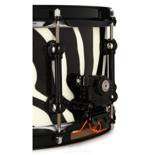  Pearl Masterworks Urban Snare Drum - 6.5 inch x 14 inch, Zebra Print over White Sparkle