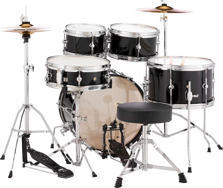  Pearl Roadshow Jr. 5-piece Complete Drum Set with Cymbals - Jet Black