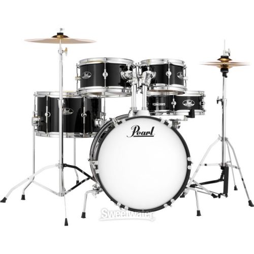  Pearl Roadshow Jr. 5-piece Complete Drum Set with Cymbals - Jet Black