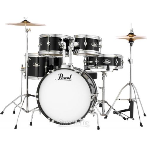  Pearl Roadshow Jr. 5-piece Complete Drum Set with Cymbals - Jet Black
