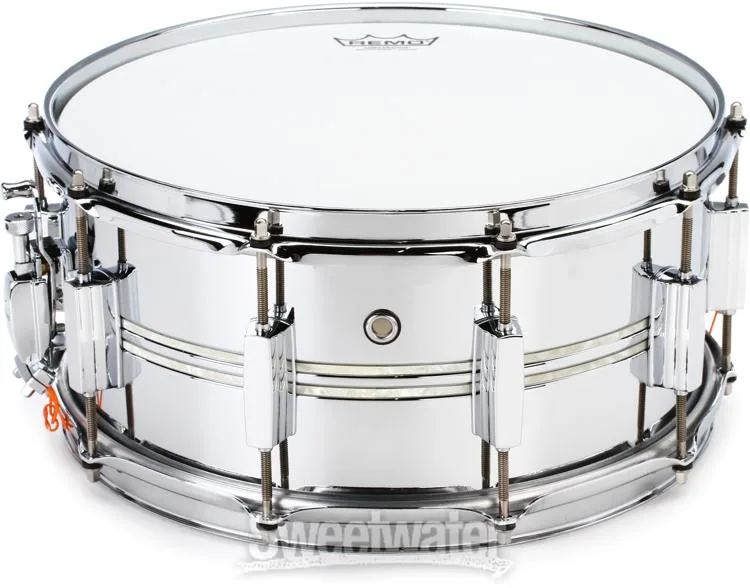  Pearl DuoLuxe Chrome over Brass Snare Drum - 6.5 x 14-inch - Nicotine White Marine Pearl Inlay