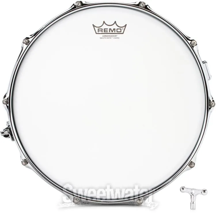  Pearl DuoLuxe Chrome over Brass Snare Drum - 6.5 x 14-inch - Nicotine White Marine Pearl Inlay