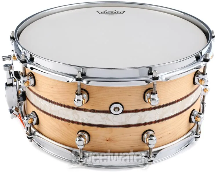  Pearl Music City Custom Solid Maple Snare Drum - 6.5 x 14-inch - Kingwood Royal Inlay