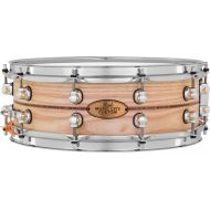 Pearl Music City Custom Solid Ash Snare Drum - 5 x 14-inch - Natural with Boxwood-Rosewood Inlay
