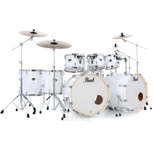  Pearl Export EXX728DB/C 8-piece Double Bass Drum Set with Snare Drum - Pure White