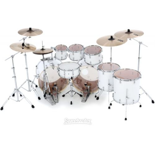  Pearl Export EXX728DB/C 8-piece Double Bass Drum Set with Snare Drum - Pure White