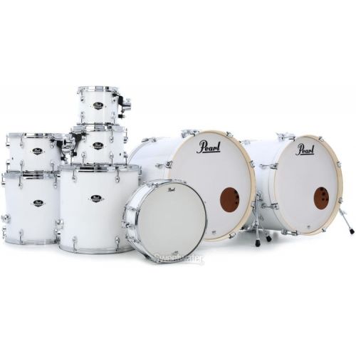  Pearl Export EXX728DB/C 8-piece Double Bass Drum Set with Snare Drum - Pure White