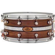 Pearl Music City Custom Solid Walnut Snare Drum - 6.5 x 14-inch - Natural with Duoband Ebony Marine Pearl Inlay