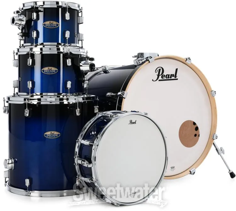  Pearl Decade Maple DMP925SP/C 5-piece Shell Pack with Snare Drum and Hardware Bundle - Gloss Kobalt Fade Lacquer